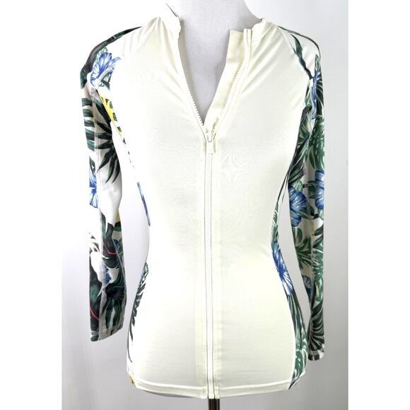 Hurley Women's One & Only Lanai Zip Front Rash Guard Swimsuit Top Size XS - Picture 1 of 8